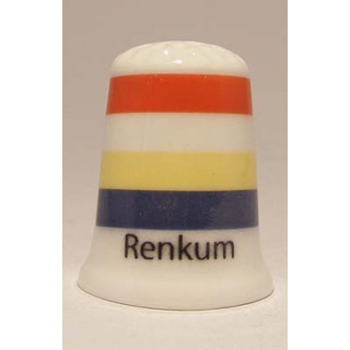 Renkum Nederlandse gemeentevlag op een porselein vingerhoedje
