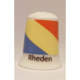 Rheden Nederlandse gemeentevlag op een porselein vingerhoedje