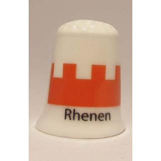 Rhenen Nederlandse gemeentevlag op een porselein vingerhoedje