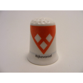 Rijkevorsel vlag Belgie op een porselein vingerhoedje