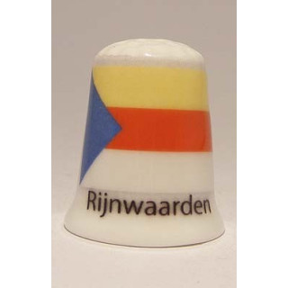Rijnwaarden Nederlandse gemeentevlag op een porselein vingerhoedje