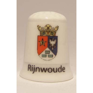 Rijnwoude Nederlandse gemeentevlag op een porselein vingerhoedje
