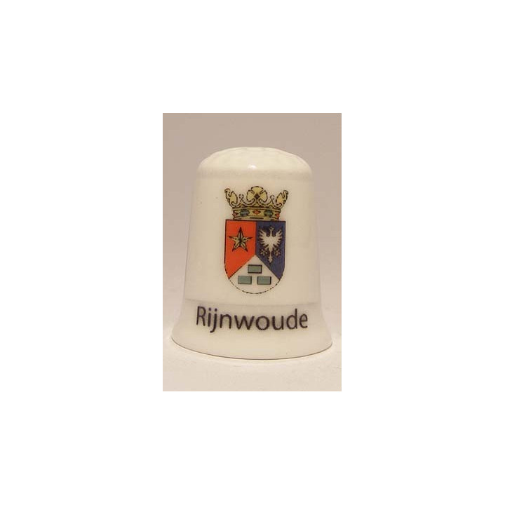 Rijnwoude Nederlandse gemeentevlag op een porselein vingerhoedje