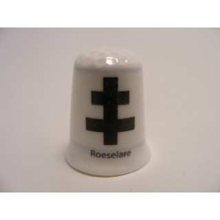 Roeselare vlag Belgie op een porselein vingerhoedje