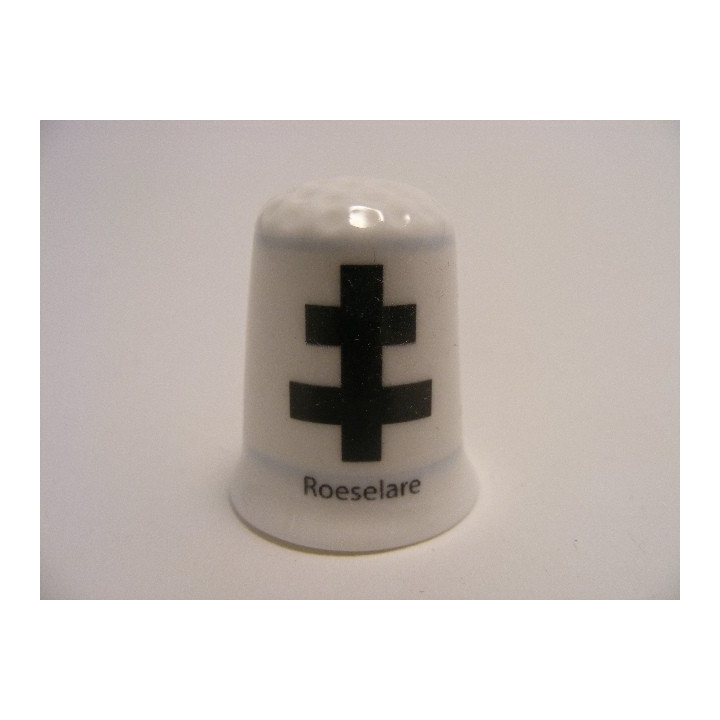 Roeselare vlag Belgie op een porselein vingerhoedje
