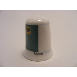 Ronse vlag Belgie op een porselein vingerhoedje