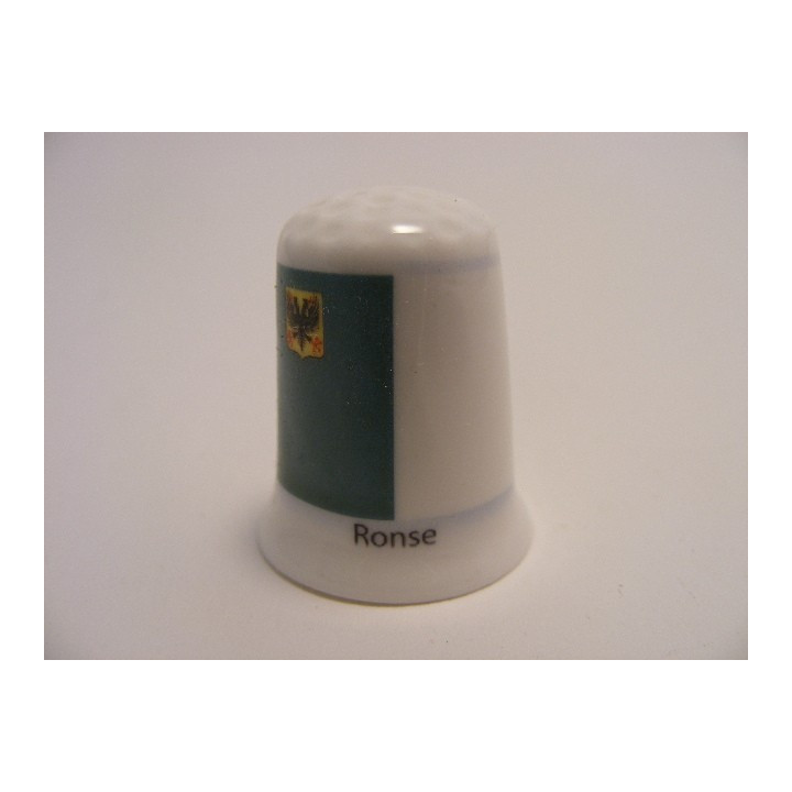 Ronse vlag Belgie op een porselein vingerhoedje