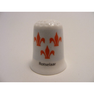 Rotselaar vlag Belgie op een porselein vingerhoedje