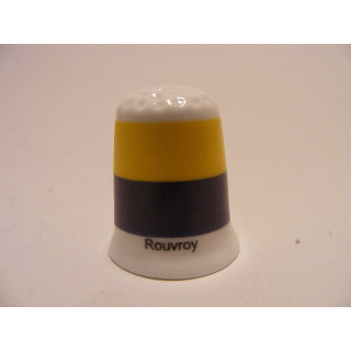 Rouvroy gemeente vlag in Belgie op een porselein vingerhoedje