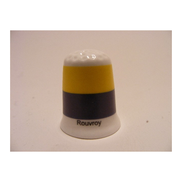 Rouvroy gemeente vlag in Belgie op een porselein vingerhoedje