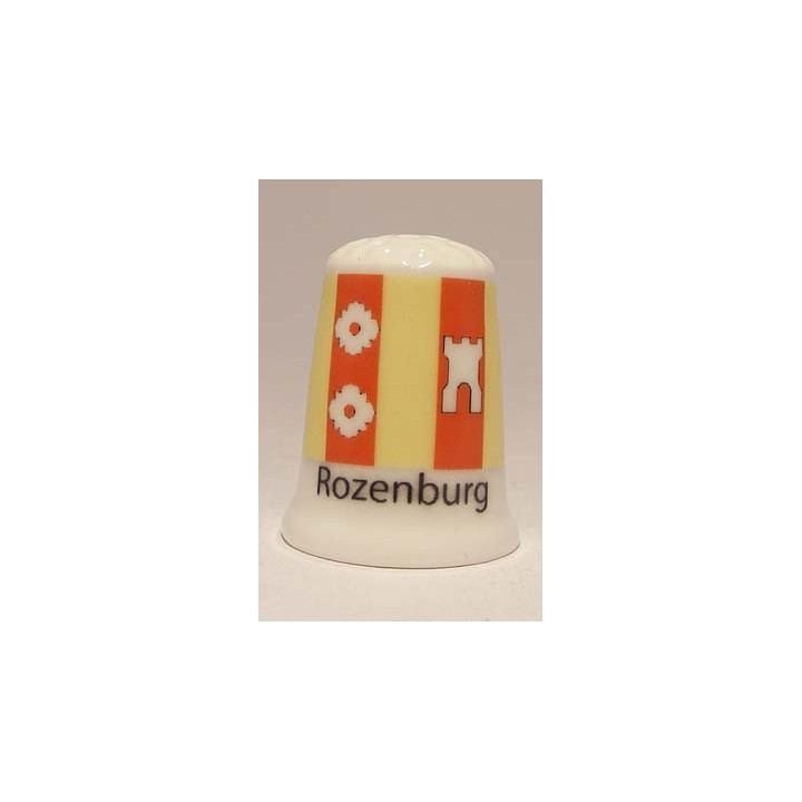 Rozenburg Nederlandse gemeentevlag op een porselein vingerhoedje