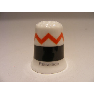 Ruiselede vlag Belgie op een porselein vingerhoedje