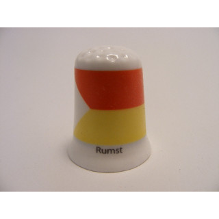 Rumst vlag Belgie op een porselein vingerhoedje