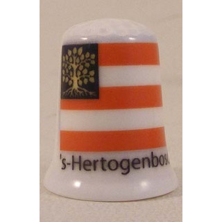 s Hertogenbosch Den Bosch Nederlandse gemeentevlag op een porselein vingerhoedje