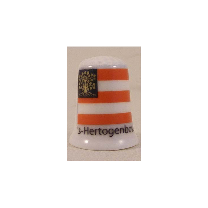 s Hertogenbosch Den Bosch Nederlandse gemeentevlag op een porselein vingerhoedje