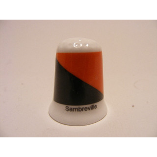 Sambreville gemeente vlag in Belgie op een porselein vingerhoedje