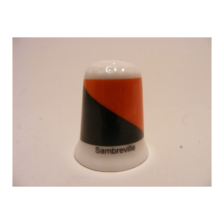 Sambreville gemeente vlag in Belgie op een porselein vingerhoedje