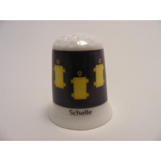 Schelle vlag Belgie op een porselein vingerhoedje