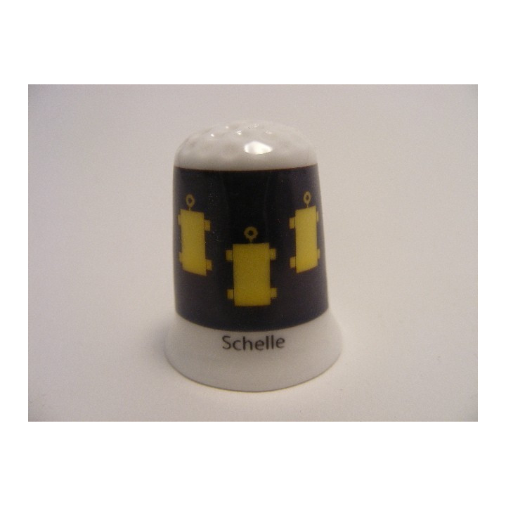 Schelle vlag Belgie op een porselein vingerhoedje