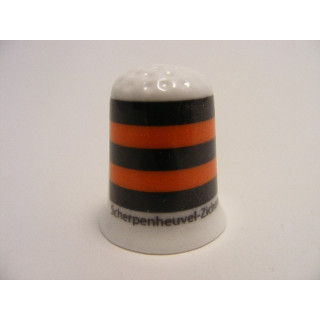 Scherpenheuvel-Zichem vlag Belgie op een porselein vingerhoedje