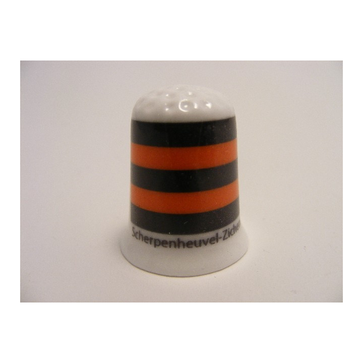 Scherpenheuvel-Zichem vlag Belgie op een porselein vingerhoedje