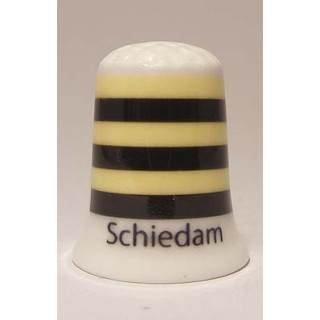Schiedam Nederlandse gemeentevlag op een porselein vingerhoedje