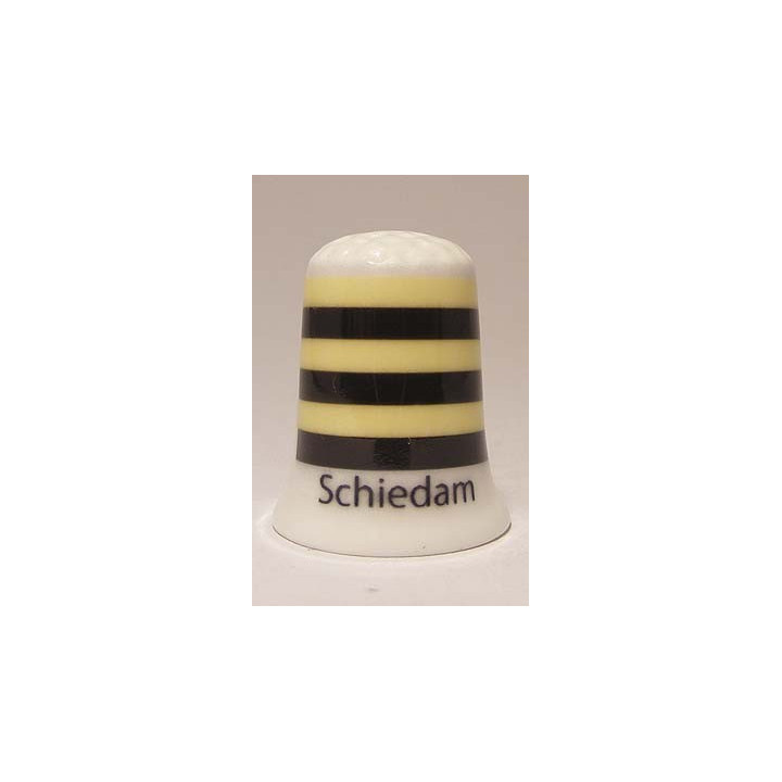 Schiedam Nederlandse gemeentevlag op een porselein vingerhoedje