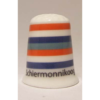 Schiermonnikoog Nederlandse gemeentevlag op een porselein vingerhoedje