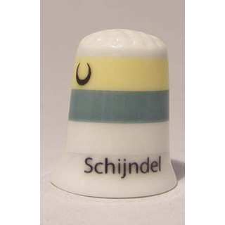 Schijndel Nederlandse gemeentevlag op een porselein vingerhoedje