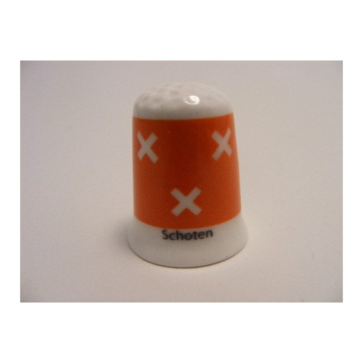 Schoten vlag Belgie op een porselein vingerhoedje