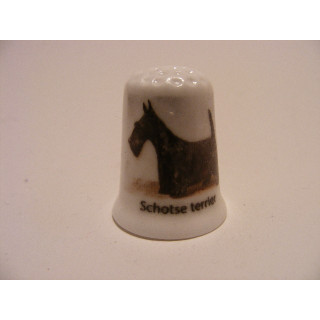 Schotse terrier hond getekend vingerhoedje