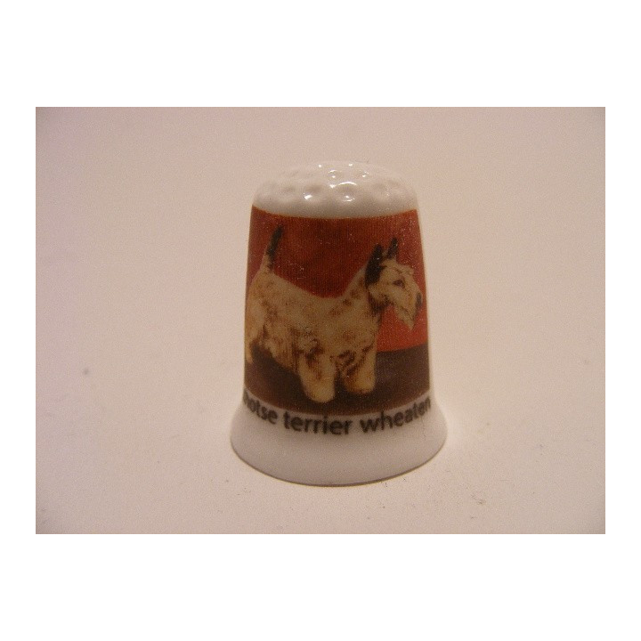 Schotse terrier wheaten hond getekend vingerhoedje