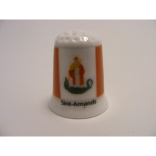 Sint-Amands vlag Belgie op een porselein vingerhoedje