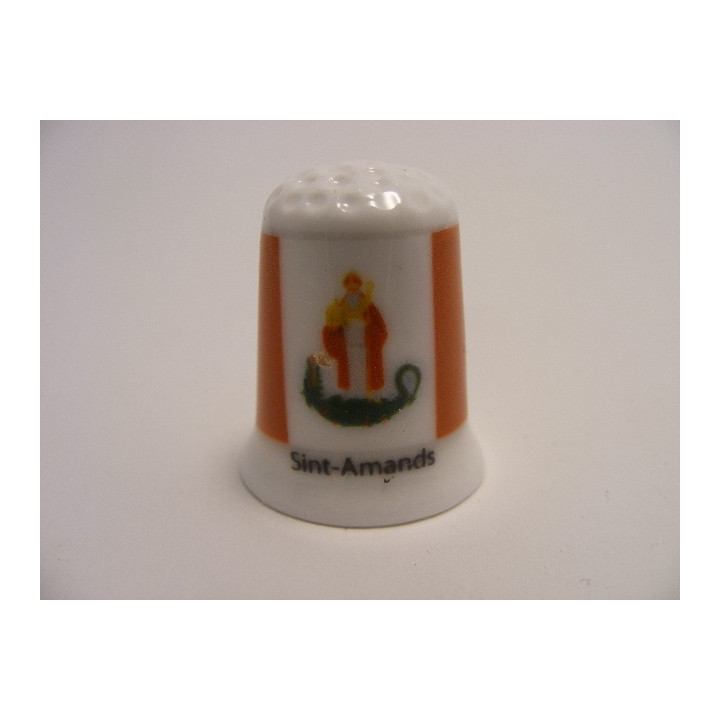 Sint-Amands vlag Belgie op een porselein vingerhoedje