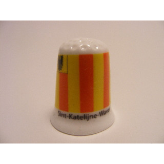 Sint-Katelijne-Waver vlag Belgie op een porselein vingerhoedje