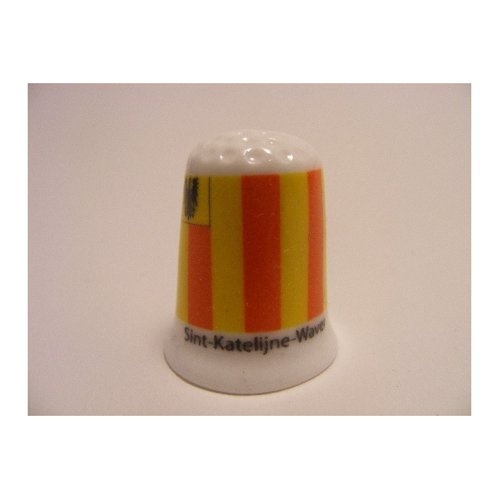 Sint-Katelijne-Waver vlag Belgie op een porselein vingerhoedje