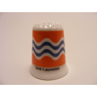 Sint-Laureins vlag Belgie op een porselein vingerhoedje