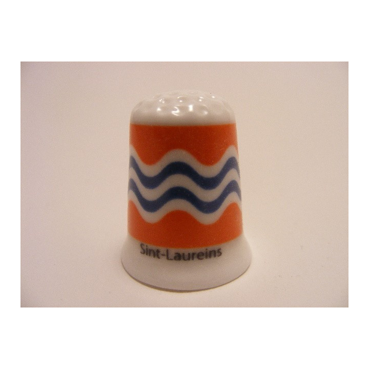 Sint-Laureins vlag Belgie op een porselein vingerhoedje