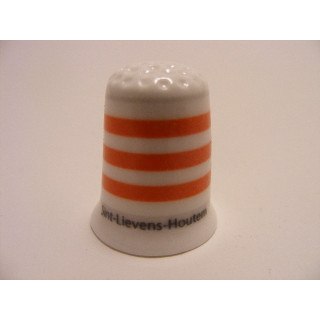 Sint-Lievens-Houten vlag Belgie op een porselein vingerhoedje