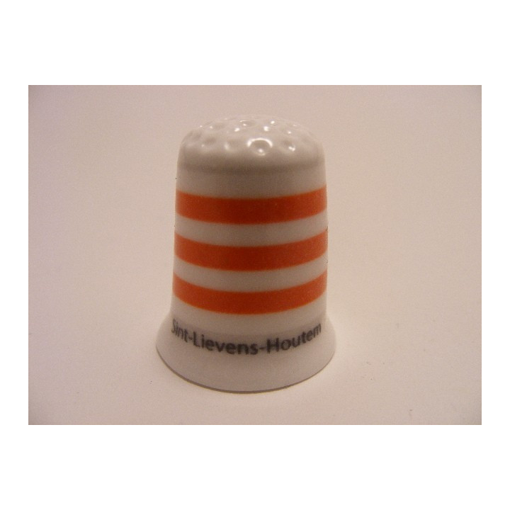 Sint-Lievens-Houten vlag Belgie op een porselein vingerhoedje