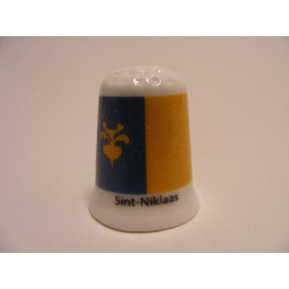 Sint-Niklaas vlag Belgie op een porselein vingerhoedje