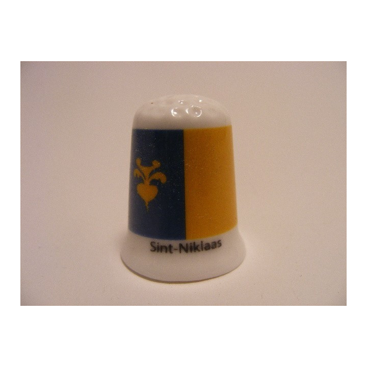 Sint-Niklaas vlag Belgie op een porselein vingerhoedje