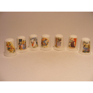 Set sneeuwwitje en de 7 dwergen sprookje vingerhoedje