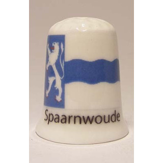 Spaarnwoude Nederlandse gemeentevlag op een porselein vingerhoedje