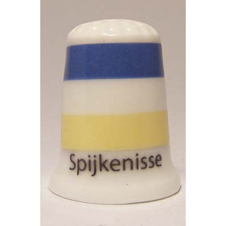 Spijkenisse Nederlandse gemeentevlag op een porselein vingerhoedje