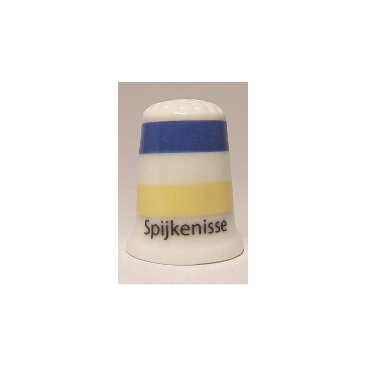 Spijkenisse Nederlandse gemeentevlag op een porselein vingerhoedje
