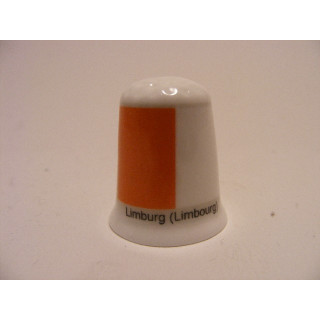 Stad Limburg vlag in Belgie aan de Vesder op een porselein vingerhoedje