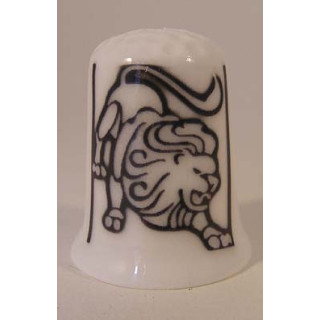 Sterrenbeeld Leeuw tekening op een porselein vingerhoedje