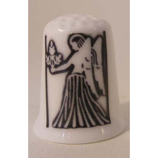 Sterrenbeeld Maagd getekend op een porselein vingerhoedje