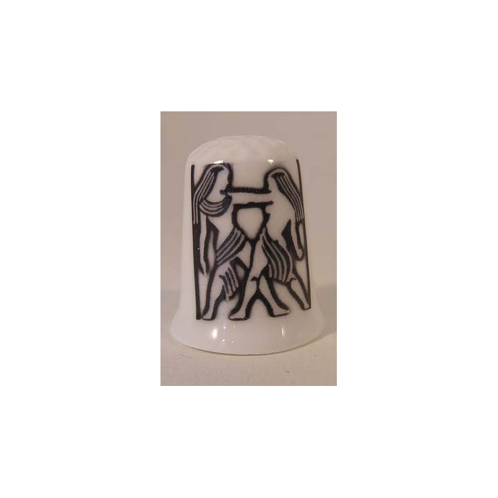 Sterrenbeeld Tweeling getekend op een porselein vingerhoedje